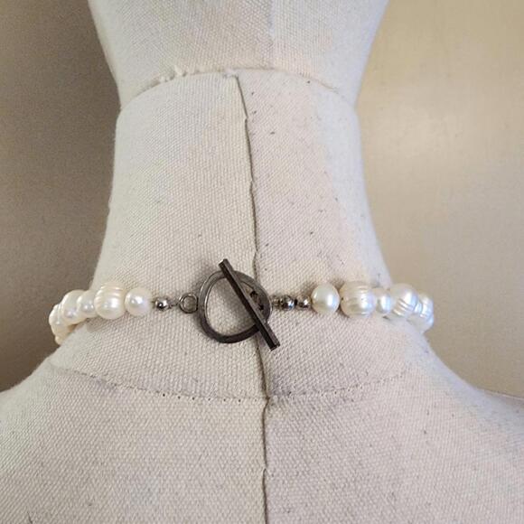 Vintage! Pearl and Peach Stone Necklace - Picture 4 of 7